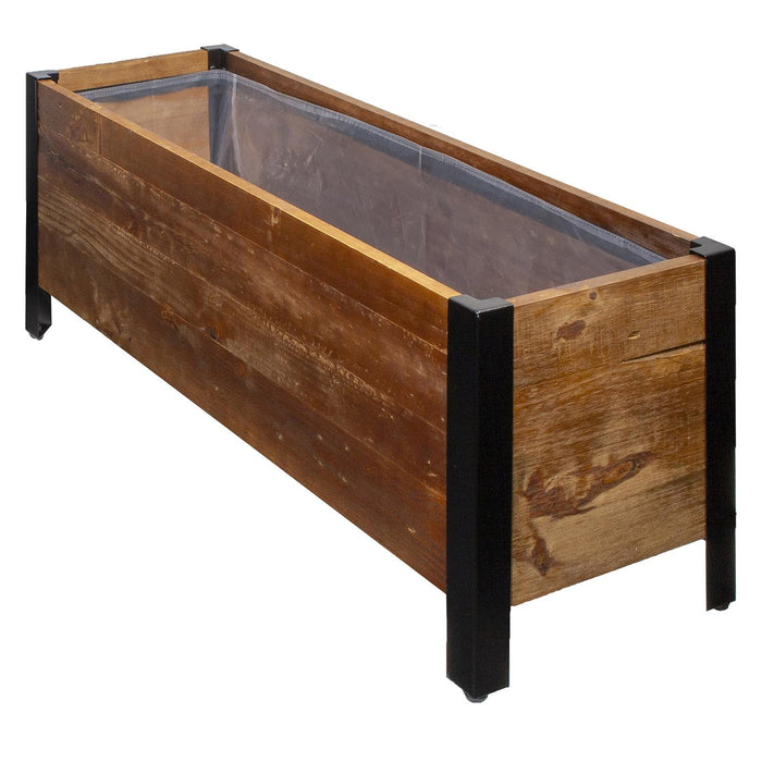 Grapevine Low-Profile Planter, FSC Recycled Wood, Rectangular, 37IN x 12.6IN, Natural Brown