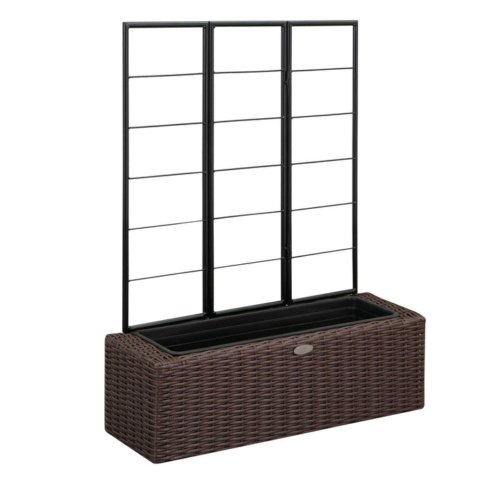 Grapevine Resin Wicker Planter with Trellis, Multi-tone Brown