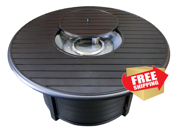 Round Slatted Cast Aluminum Fire Pit