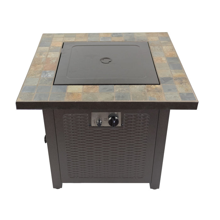 Square Slate Fire Pit in Bronze