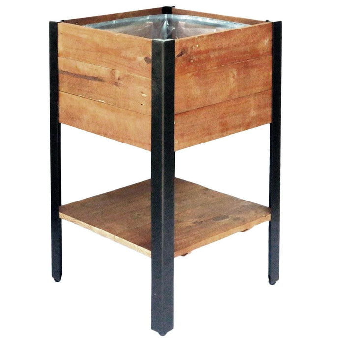 Grapevine Tall FSC Recycled Wood Planter with Shelf, Square