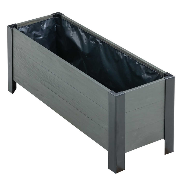 Grapevine Low-Profile Planter, FSC Recycled Wood, 37IN x 12.6IN, Grey