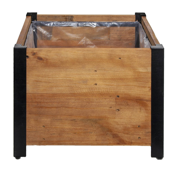 Grapevine Low Profile Planter, FSC Recycled Wood, Square, Natural Brown