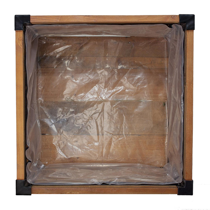 Grapevine Low Profile Planter, FSC Recycled Wood, Square, Natural Brown