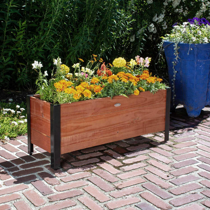 Grapevine Low-Profile Planter, FSC Recycled Wood, Rectangular, 37IN x 12.6IN, Natural Brown