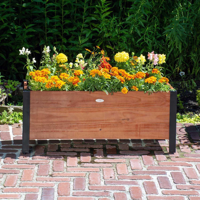 Grapevine Low-Profile Planter, FSC Recycled Wood, Rectangular, 37IN x 12.6IN, Natural Brown