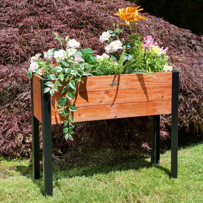 Grapevine Raised Planter, FSC Recycled Wood, Rectangular, 37IN x 12.6IN, Natural Brown