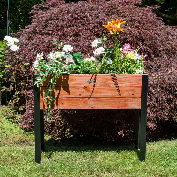 Grapevine Raised Planter, FSC Recycled Wood, Rectangular, 37IN x 12.6IN, Natural Brown