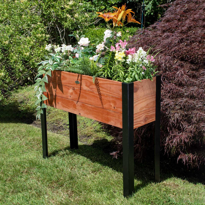 Grapevine Raised Planter, FSC Recycled Wood, Rectangular, 37IN x 12.6IN, Natural Brown