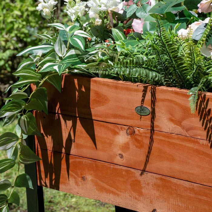 Grapevine Raised Planter, FSC Recycled Wood, Rectangular, 37IN x 12.6IN, Natural Brown