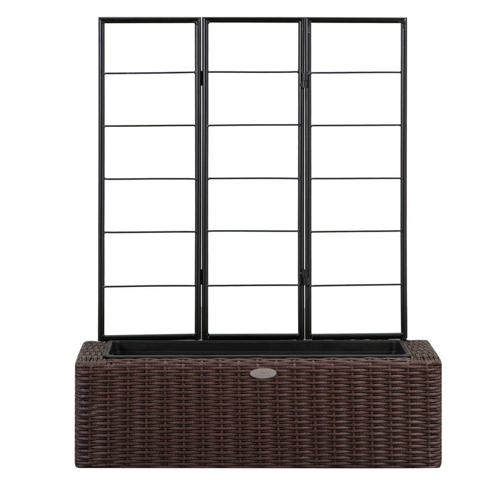 Grapevine Resin Wicker Planter with Trellis, Multi-tone Brown