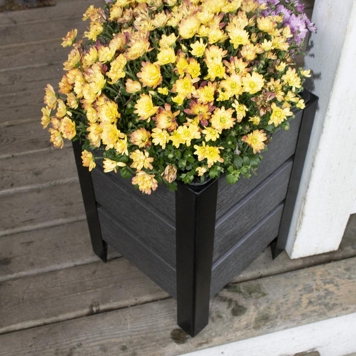 Grapevine Faux Wood Planters with Metal Frame, Square, 2 Pack