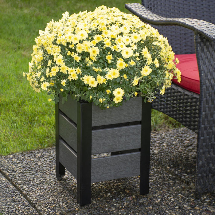 Grapevine Faux Wood Planters with Metal Frame, Square, 2 Pack