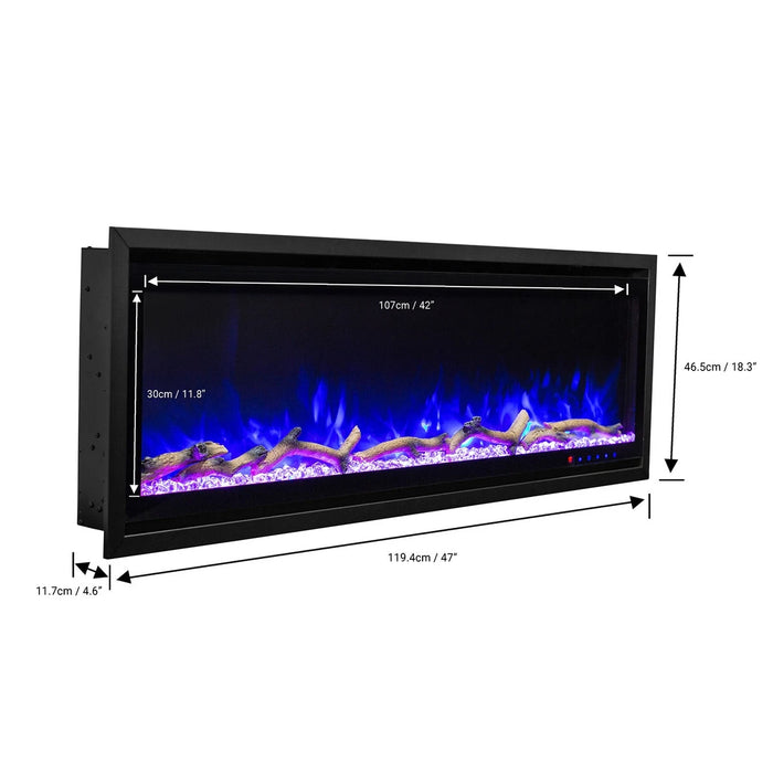 Commercial Grade Kennedy II Collection 42IN Recessed or Walmount Electric Fireplace