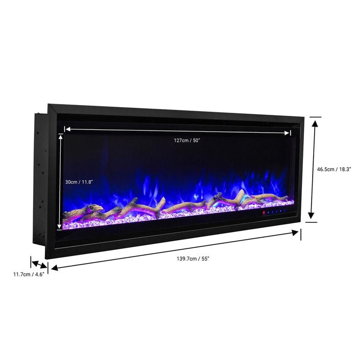 Commercial Grade Kennedy II Collection 50IN Recessed or Walmount Electric Fireplace