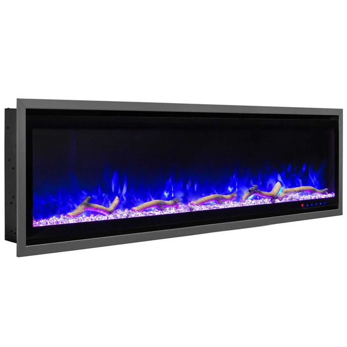 Commercial Grade Kennedy II Collection 50IN Recessed or Walmount Electric Fireplace Grey frame