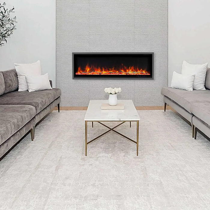 Commercial Grade Kennedy II Collection 50IN Recessed or Walmount Electric Fireplace Grey frame