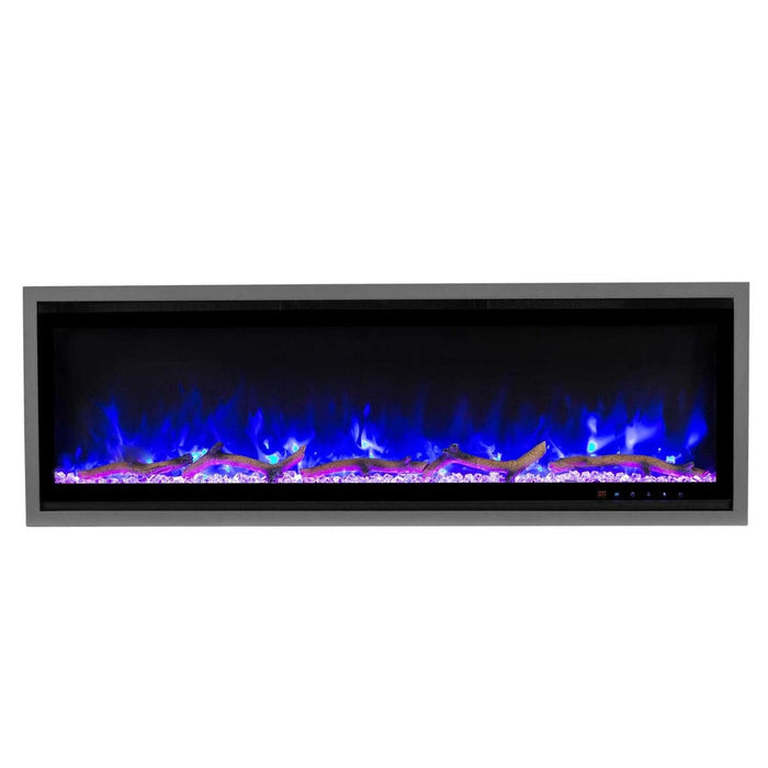 Commercial Grade Kennedy II Collection 50IN Recessed or Walmount Electric Fireplace Grey frame