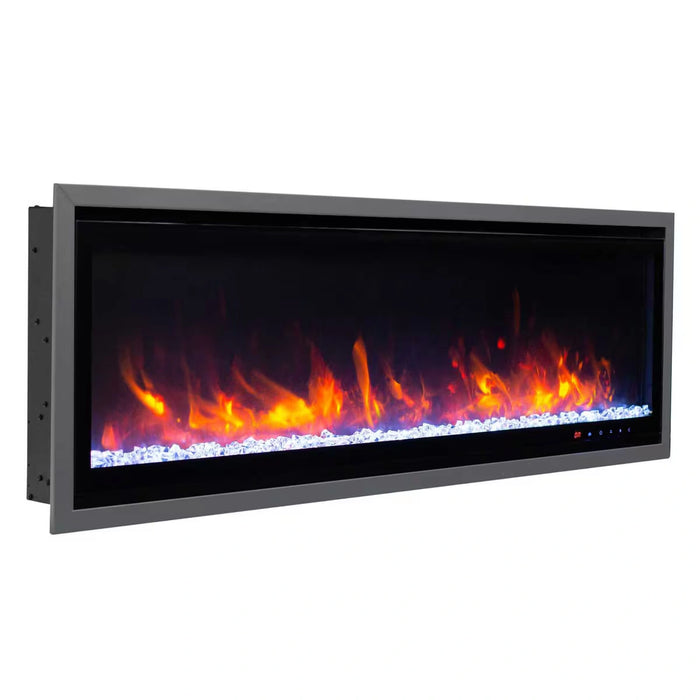 Commercial Grade Kennedy II Collection 50IN Recessed or Walmount Electric Fireplace Grey frame