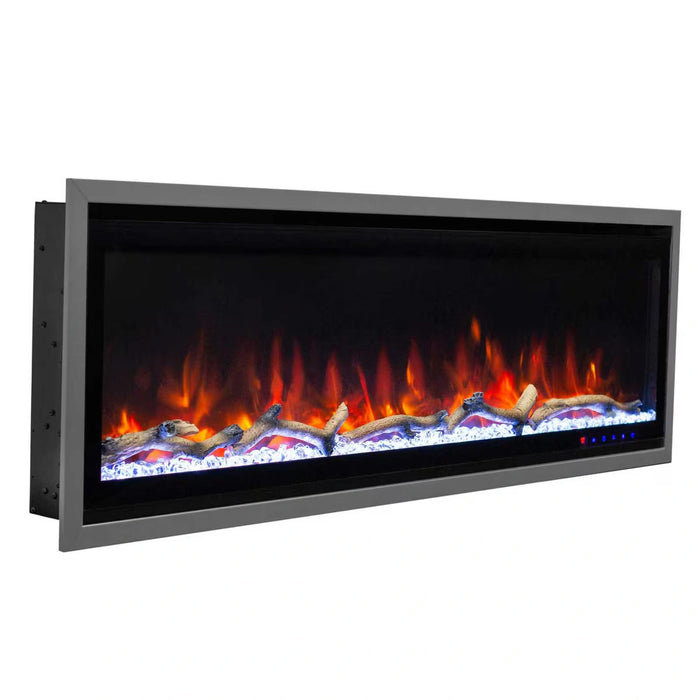 Commercial Grade Kennedy II Collection 50IN Recessed or Walmount Electric Fireplace Grey frame
