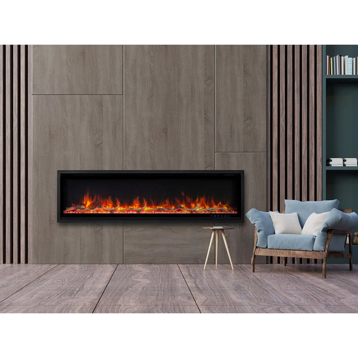 Commercial Grade Kennedy II Collection 60IN Recessed or Walmount Electric Fireplace