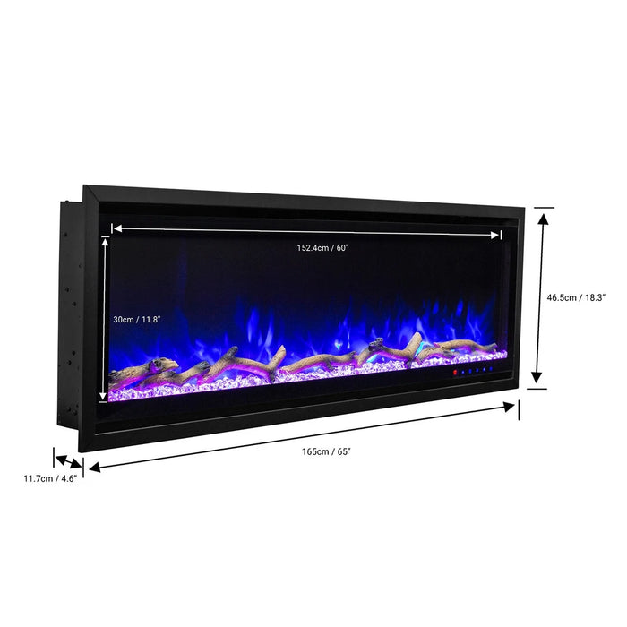 Commercial Grade Kennedy II Collection 60IN Recessed or Walmount Electric Fireplace