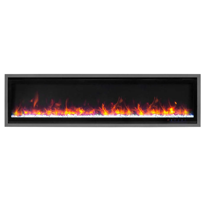 Commercial Grade Kennedy II Collection 60IN Recessed or Walmount Electric Fireplace Grey frame