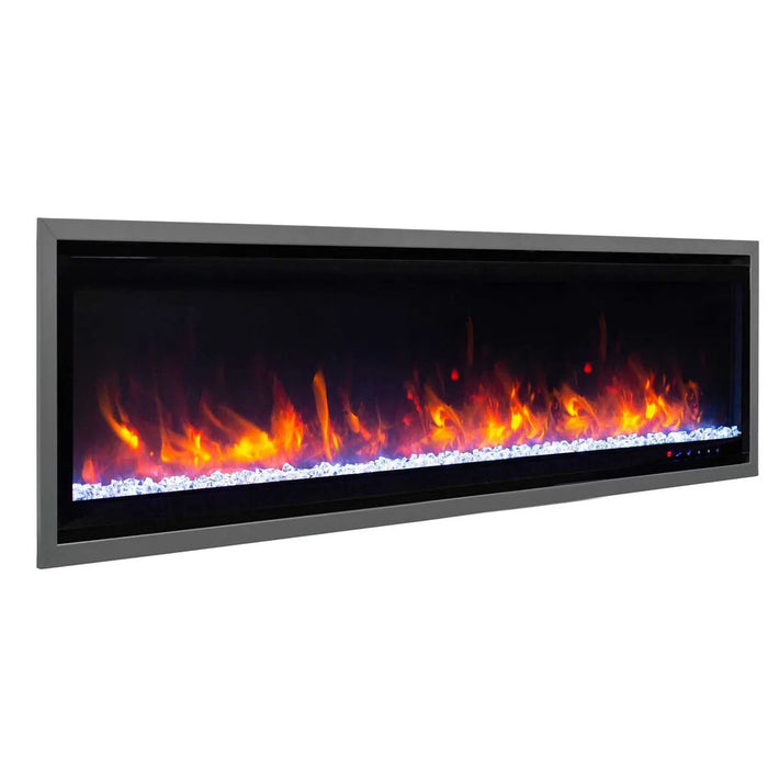 Commercial Grade Kennedy II Collection 60IN Recessed or Walmount Electric Fireplace Grey frame