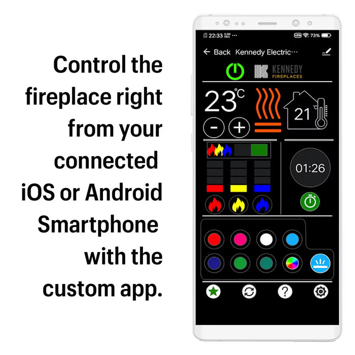 Commercial Grade Kennedy II Collection 72IN Recessed or Walmount Electric Fireplace