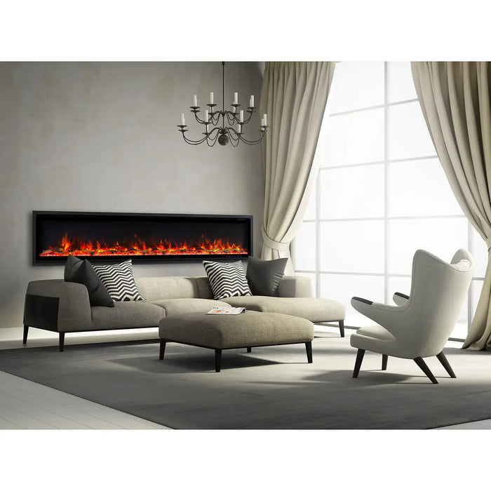 Commercial Grade Kennedy II Collection 72IN Recessed or Walmount Electric Fireplace