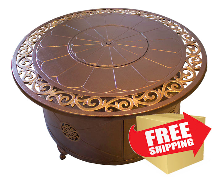 Circular Cast Aluminum Firepit with Lid