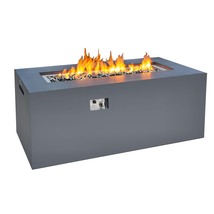 Paramount Concrete Look Convertible Aluminum Fire Table, Tall Rectangular
