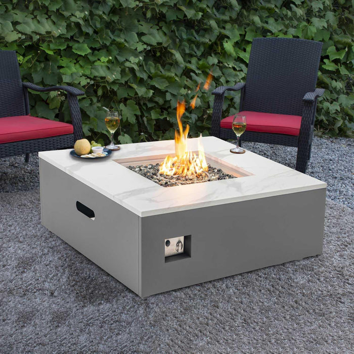 Danby Marble Convertible Propane Fire Table, White