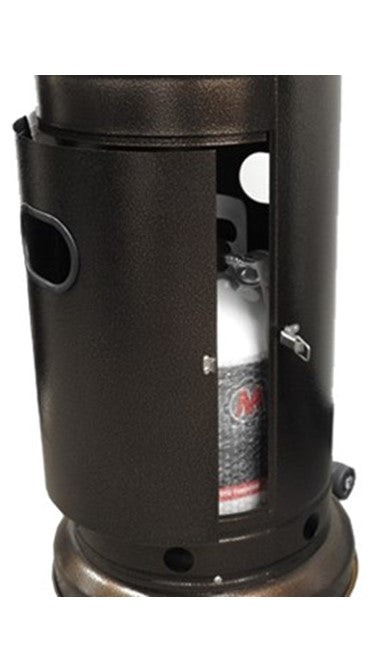 87" Tall Outdoor Patio Heater with Table- Hammered Bronze