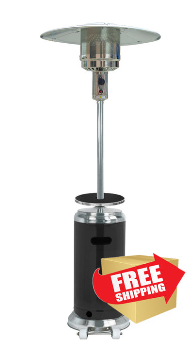 87" Two Tone Outdoor Patio Heater with Table Black & Stainless Steel