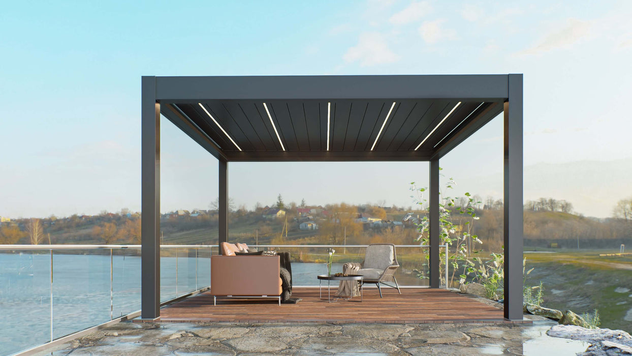 Weatherproof Pergola - Motorized Louver w/ Lighting
