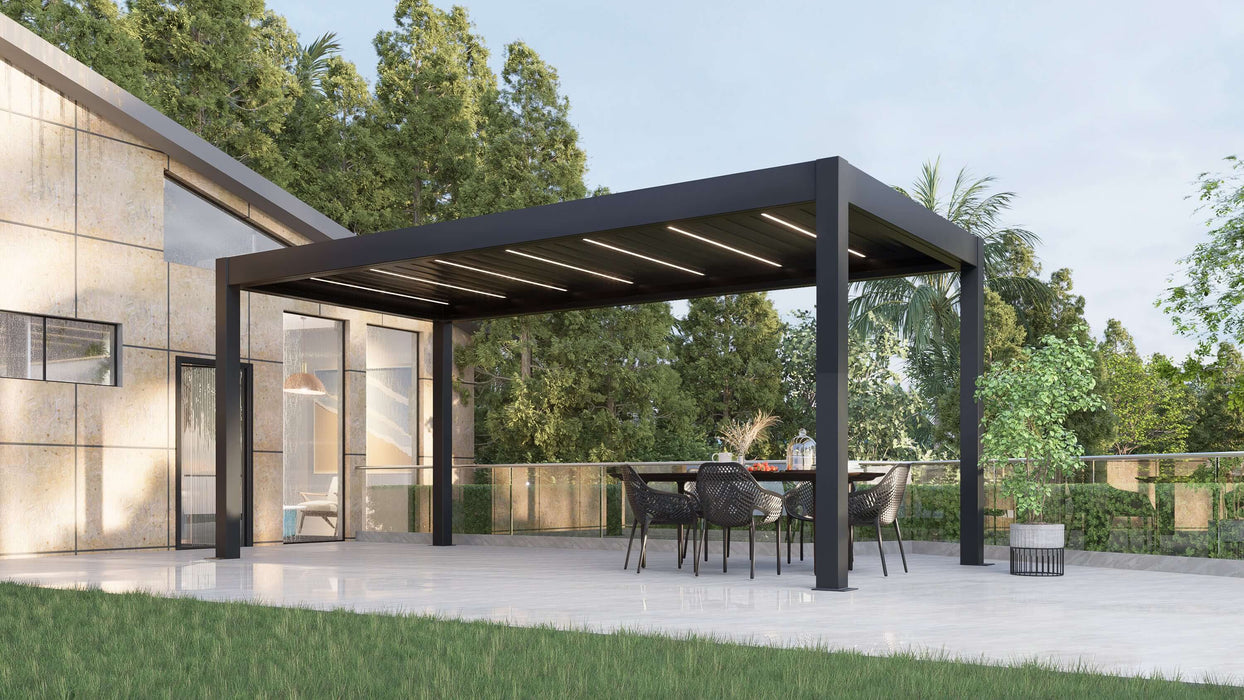 Weatherproof Pergola - Motorized Louver w/ Lighting