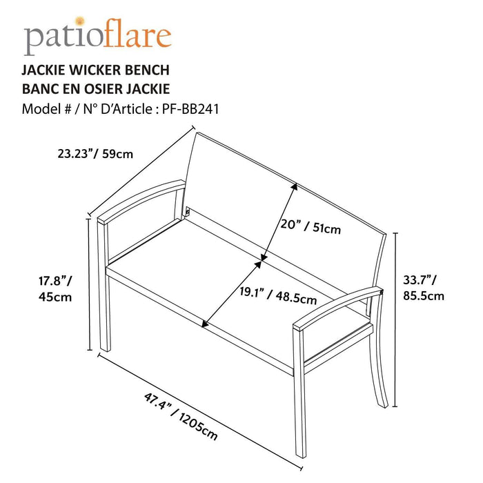 Patioflare Jackie Wicker Bench