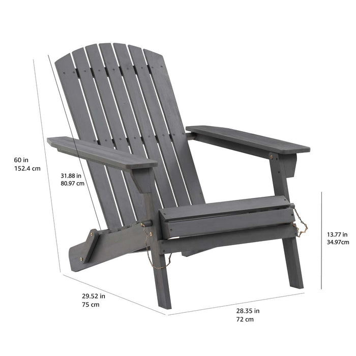 Patioflare Foldable Acacia Adirondack Patio Chair