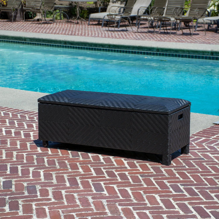 Patioflare Padded Wicker Deck Box-Bench Combo