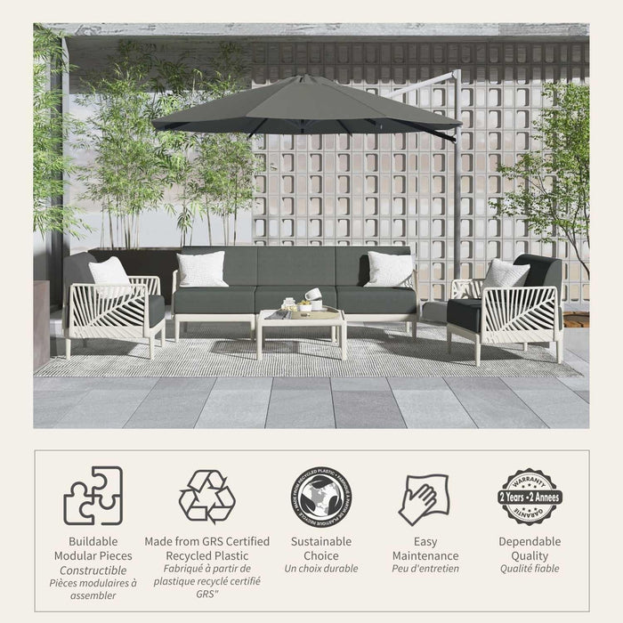 Patioflare+ Recycled Plastic Leaf Modular Patio Armchair, Grey