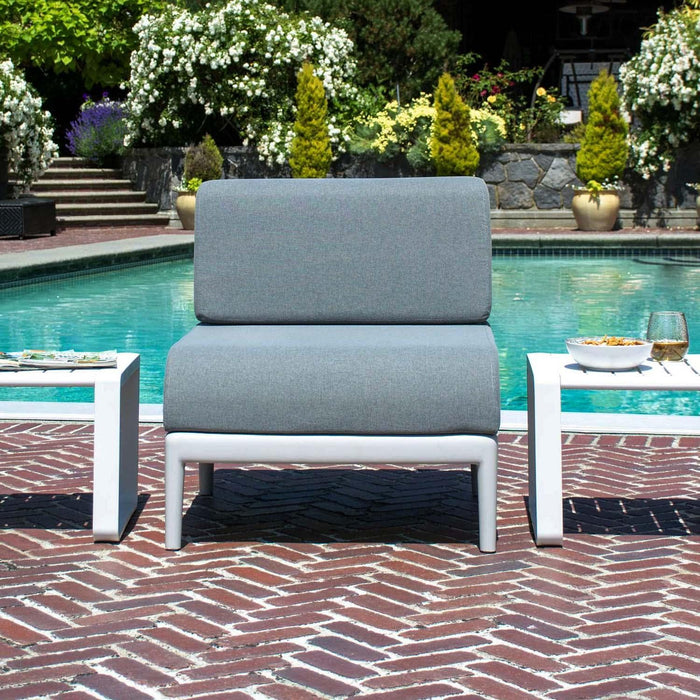Patioflare+ Recycled Plastic Leaf Modular Armless Patio Chair, Grey