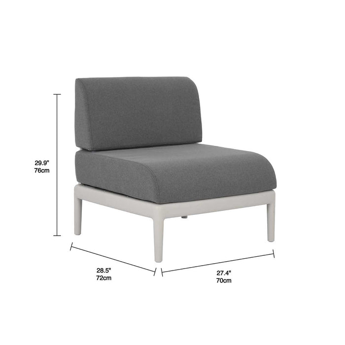 Patioflare+ Recycled Plastic Leaf Modular Armless Patio Chair, Grey