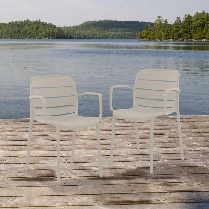 Patioflare+ Recycled Plastic Stacking Chairs 2PK, Cream