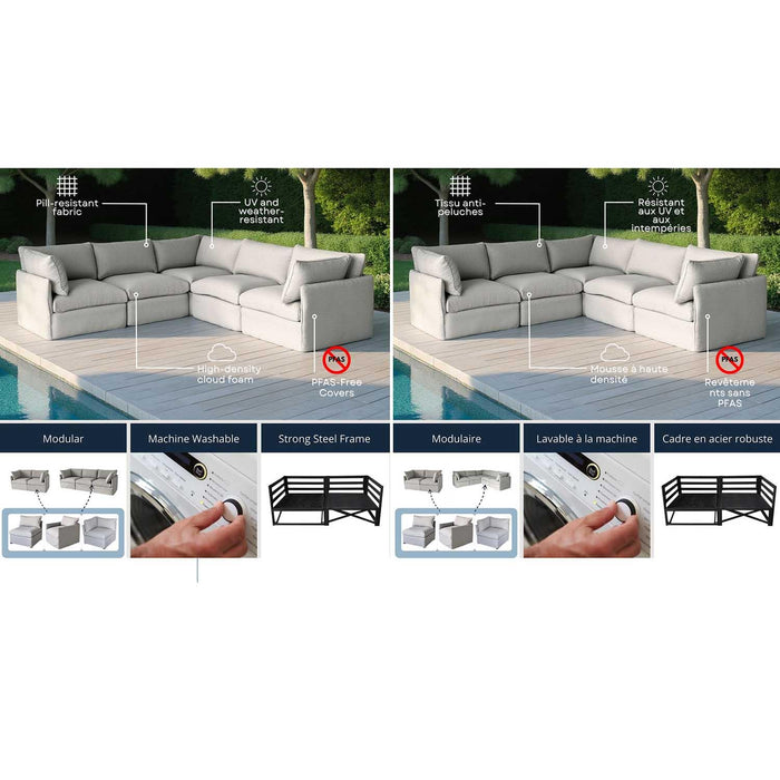 Patioflare Lanai Modular Love Seat Patio Sofa Set, Grey