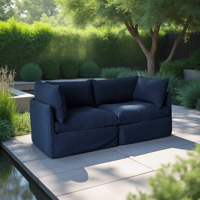Patioflare Lanai Modular Love Seat Patio Sofa Set, Blue