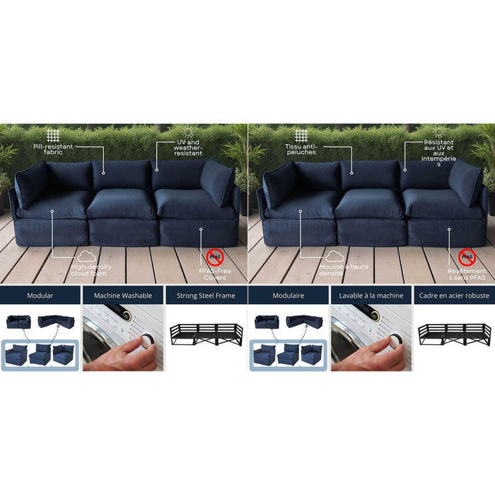 Patioflare Lanai Modular Love Seat Patio Sofa Set, Blue