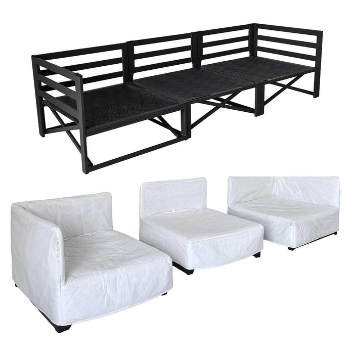 Patioflare Lanai Modular 3-Seater Patio Sofa Set, Blue