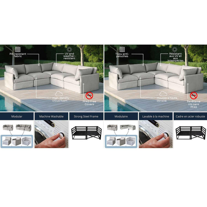 Patioflare Lanai Modular L-Shape Patio Sofa Set, Grey
