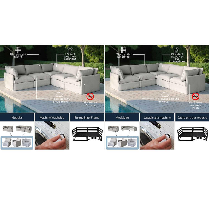 Patioflare Lanai U-Shape Modular Patio Sofa Set, Grey